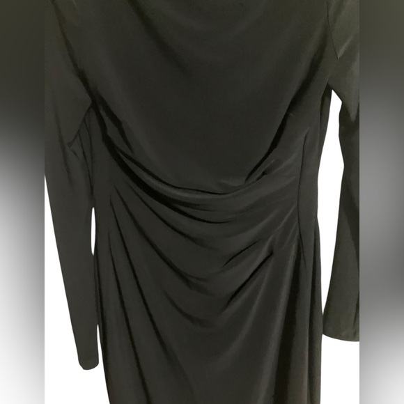 Lauren Ralph Lauren Slimming Blk Ruched Knee Lgth ButtonSleeve Detail Drees Sz 2 - Picture 5 of 7